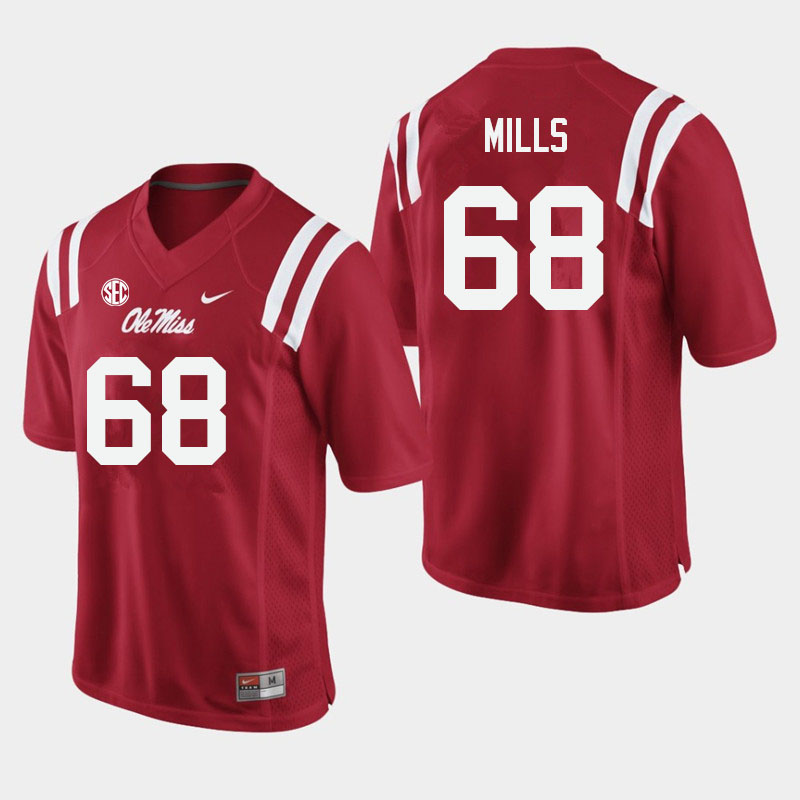Men #68 Jack Mills Ole Miss Rebels College Football Jerseys Sale-Red